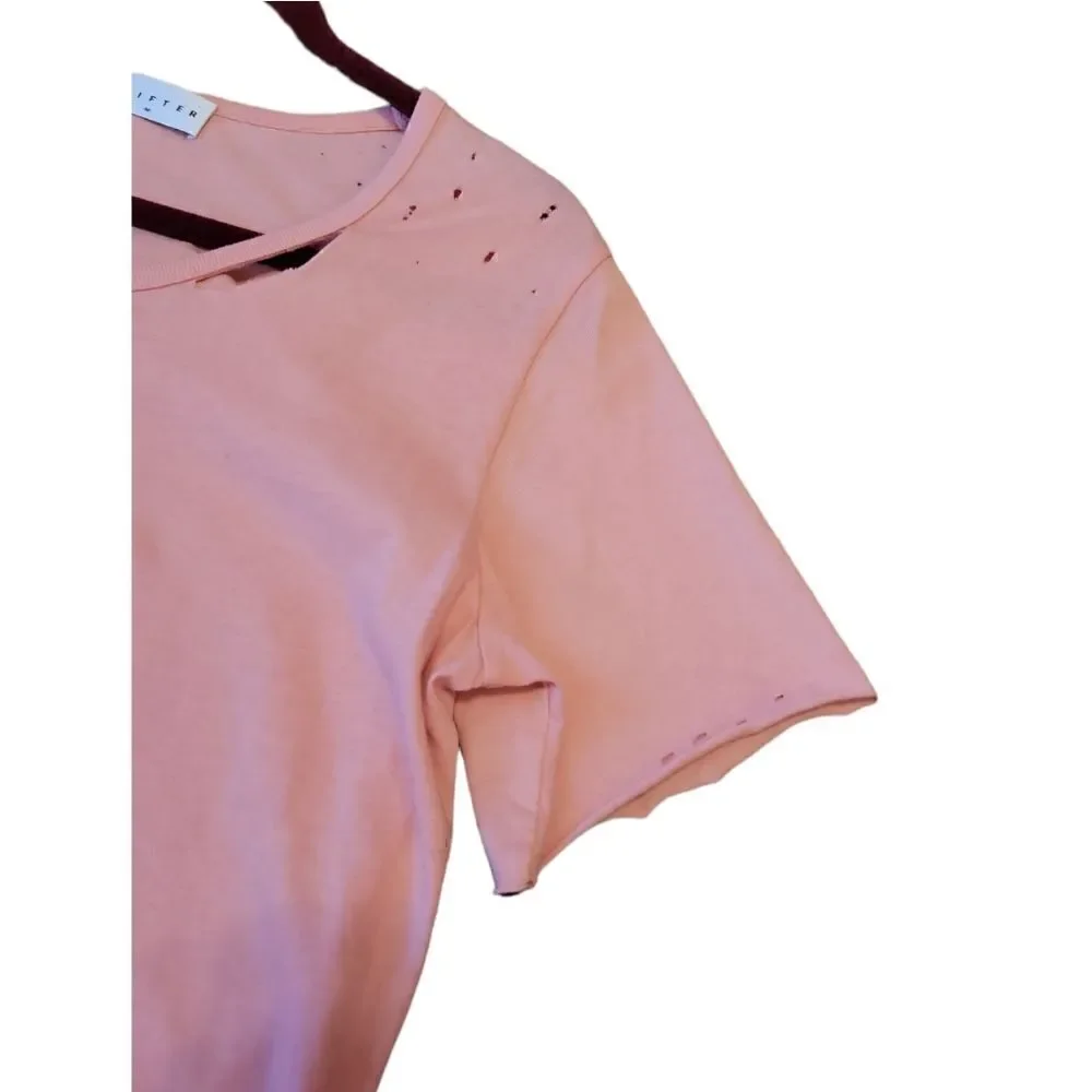 NWOT Drifter Dusty Pink Mauve Distressed Shredded Short Sleeve Top t-shirt M - Picture 5 of 13